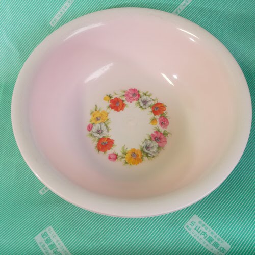 【洗面器】花がら　洗面器　ピンプ　ブルー